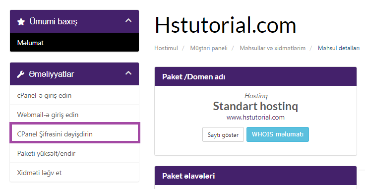 cPanel şifrəsini necə dəyişmək olar? — ekran görüntüsü 4