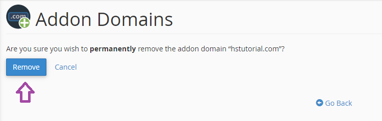 cPanel-də addon domeni necə silmək olar? — ekran görüntüsü 3