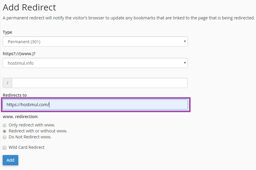 cPanel-də domeni necə redirect etmək olar? — ekran görüntüsü 4