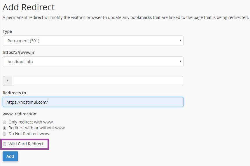 cPanel-də domeni necə redirect etmək olar? — ekran görüntüsü 6