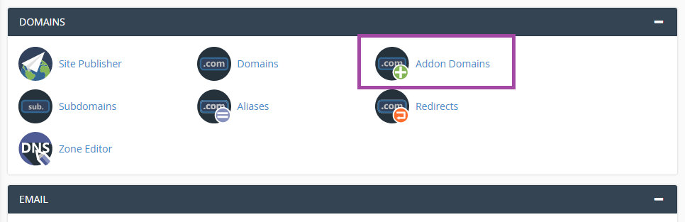cPanel-də əlavə (addon) domeni necə yaratmaq olar? — ekran görüntüsü 1