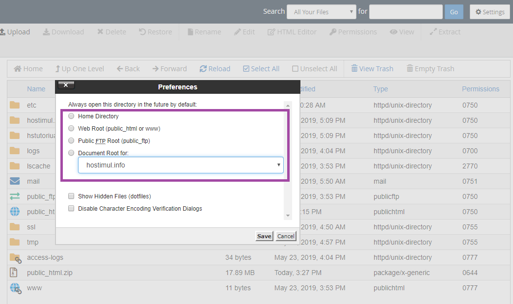 cPanel-də File Manager-i necə istifadə etmək olar? — ekran görüntüsü 2