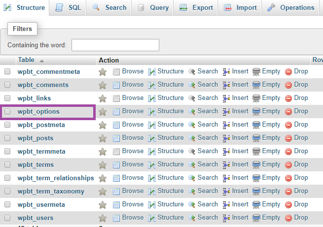 WordPress-in URL-ini phpMyAdmin vasitəsilə necə dəyişdirmək olar? — ekran görüntüsü 3
