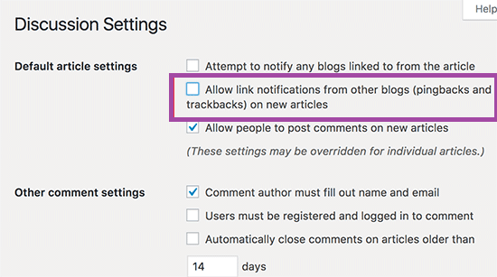WordPress-də pingbacks və trackbacks necə aktiv və ya deaktiv edilir? — ekran görüntüsü 1