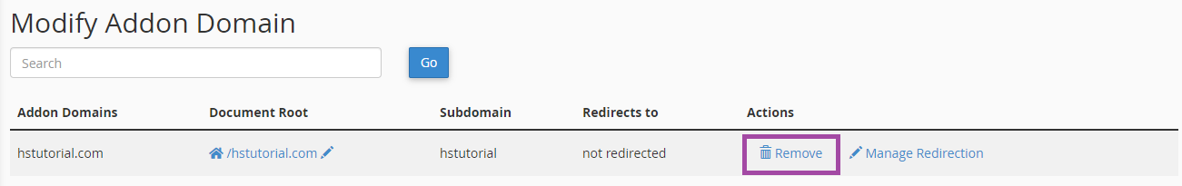 How to Remove an Addon Domain from cPanel? — screenshot 2