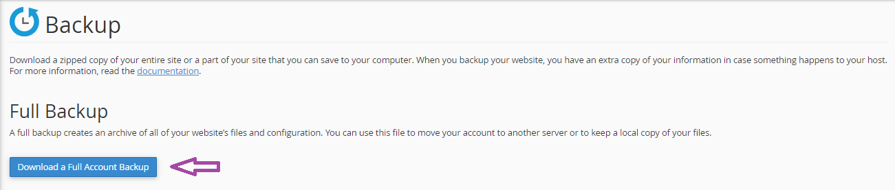 How to create a full backup in cPanel? — screenshot 2