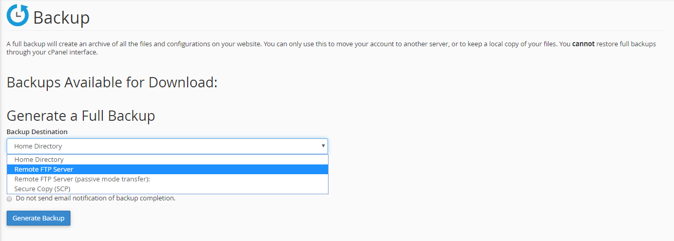 How to create a full backup in cPanel? — screenshot 3