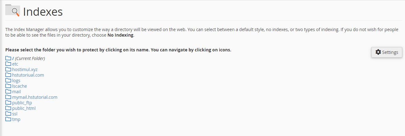 How to use index manager in cPanel? — screenshot 2