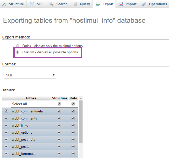 How to Create a Backup of a Database using PHPMyAdmin? — screenshot 4