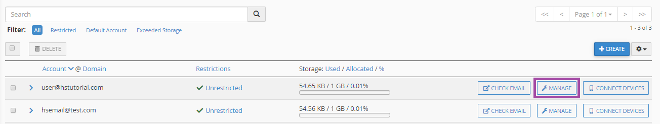 How to change storage space for an Email Account? — screenshot 2