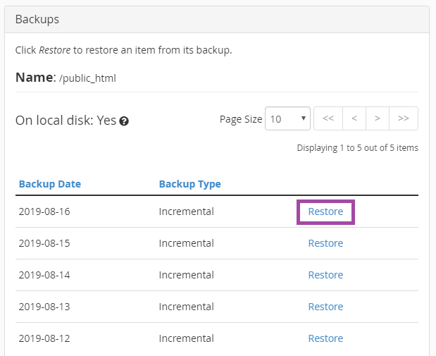 How to restore file or directory in cPanel? — screenshot 4