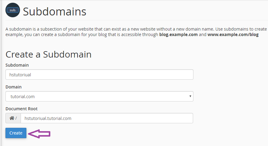How to create a subdomain in cPanel? — screenshot 2