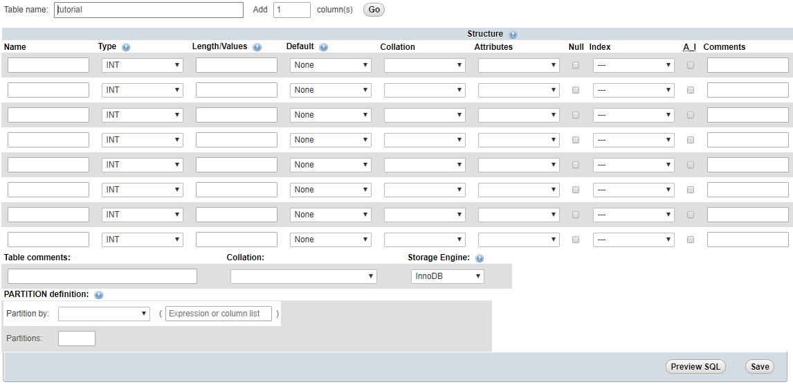 Как создать таблицы в базе данных с помощью phpMyAdmin? — скриншот 3
